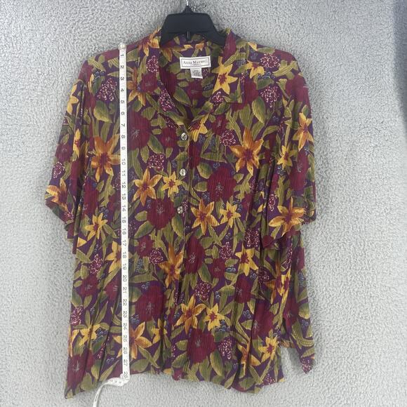 Anna Maxwell Dress Set Womens 24W Colorful Floral Button Shirt 90s Flowy Tropica - Picture 7 of 15